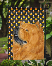Load image into Gallery viewer, Chow Chow Candy Corn Halloween Portrait Garden Flag – Decorative Outdoor Yard Flag