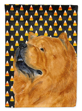 Load image into Gallery viewer, Chow Chow Candy Corn Halloween Portrait Garden Flag – Decorative Outdoor Yard Flag