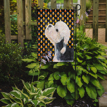 Load image into Gallery viewer, Dandie Dinmont Terrier Candy Corn Halloween Portrait Garden Flag – Decorative Outdoor Yard Flag