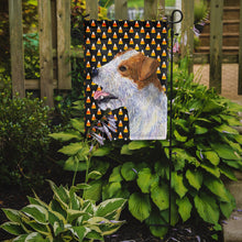 Load image into Gallery viewer, Jack Russell Terrier Candy Corn Halloween Portrait Garden Flag – Decorative Outdoor Yard Flag
