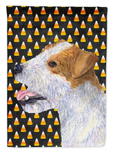 Load image into Gallery viewer, Jack Russell Terrier Candy Corn Halloween Portrait Garden Flag – Decorative Outdoor Yard Flag
