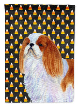 Load image into Gallery viewer, English Toy Spaniel Candy Corn Halloween Portrait Garden Flag – Decorative Outdoor Yard Flag