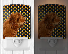 Load image into Gallery viewer, Sussex Spaniel Candy Corn Halloween Portrait Ceramic Night Light SS4303CNL