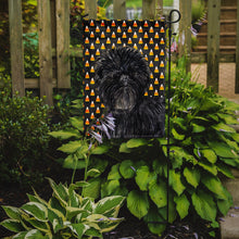 Load image into Gallery viewer, Affenpinscher Candy Corn Halloween Portrait Garden Flag – Decorative Outdoor Yard Flag