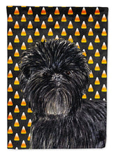 Load image into Gallery viewer, Affenpinscher Candy Corn Halloween Portrait Garden Flag – Decorative Outdoor Yard Flag