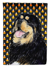 Load image into Gallery viewer, Tibetan Mastiff Candy Corn Halloween Portrait Garden Flag – Decorative Outdoor Yard Flag