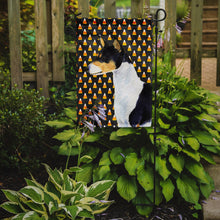 Load image into Gallery viewer, Basenji Candy Corn Halloween Portrait Garden Flag – Decorative Outdoor Yard Flag