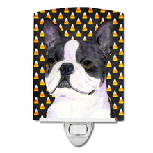 Load image into Gallery viewer, Boston Terrier Candy Corn Halloween Portrait Ceramic Night Light SS4309CNL