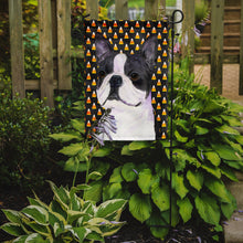 Load image into Gallery viewer, Boston Terrier Candy Corn Halloween Portrait Garden Flag – Decorative Outdoor Yard Flag