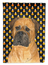 Load image into Gallery viewer, Bullmastiff Candy Corn Halloween Portrait Garden Flag – Decorative Outdoor Yard Flag