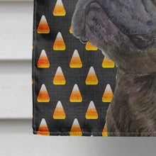 Load image into Gallery viewer, French Bulldog Candy Corn Halloween Portrait Flag Canvas House Size