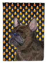 Load image into Gallery viewer, French Bulldog Candy Corn Halloween Portrait Flag Canvas House Size