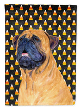 Load image into Gallery viewer, Mastiff Candy Corn Halloween Portrait Garden Flag – Decorative Outdoor Yard Flag