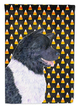 Load image into Gallery viewer, Akita Candy Corn Halloween Portrait Garden Flag – Decorative Outdoor Yard Flag