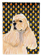 Load image into Gallery viewer, Cocker Spaniel Candy Corn Halloween Portrait Garden Flag – Decorative Outdoor Yard Flag