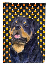 Load image into Gallery viewer, Rottweiler Candy Corn Halloween Portrait Garden Flag – Decorative Outdoor Yard Flag