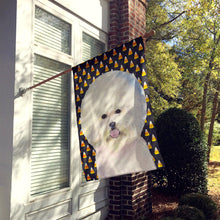Load image into Gallery viewer, Bichon Frise Candy Corn Halloween Portrait Flag Canvas House Size
