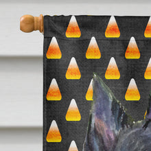Load image into Gallery viewer, Scottish Terrier Candy Corn Halloween Portrait Flag Canvas House Size