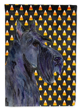 Load image into Gallery viewer, Scottish Terrier Candy Corn Halloween Portrait Flag Canvas House Size