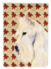 Load image into Gallery viewer, Scottish Terrier Wheaten Fall Leaves Portrait Flag Canvas House Size