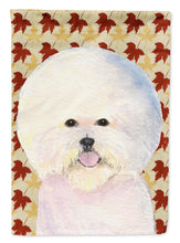 Load image into Gallery viewer, Bichon Frise Fall Leaves Portrait Flag Canvas House Size
