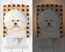 Load image into Gallery viewer, Bichon Frise Fall Leaves Portrait Ceramic Night Light SS4330CNL