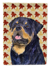 Load image into Gallery viewer, Rottweiler Fall Leaves Portrait Garden Flag – Decorative Outdoor Yard Flag