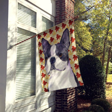 Load image into Gallery viewer, Boston Terrier Fall Leaves Portrait Flag Canvas House Size