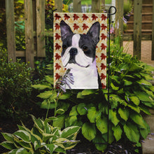 Load image into Gallery viewer, Boston Terrier Fall Leaves Portrait Garden Flag – Decorative Outdoor Yard Flag