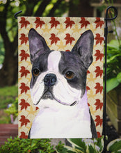 Load image into Gallery viewer, Boston Terrier Fall Leaves Portrait Garden Flag – Decorative Outdoor Yard Flag