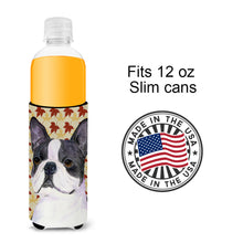 Load image into Gallery viewer, Boston Terrier Fall Leaves Portrait Slim Can Hugger – Fun &amp; Functional Drink Coolers SS4340MUK