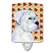 Load image into Gallery viewer, Boxer White Fall Leaves Portrait Ceramic Night Light SS4347CNL