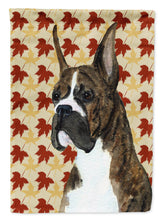 Load image into Gallery viewer, Boxer Brindle Fall Leaves Portrait Garden Flag – Decorative Outdoor Yard Flag