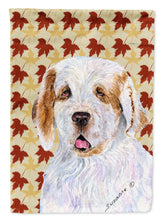 Load image into Gallery viewer, Clumber Spaniel Fall Leaves Portrait Flag Canvas House Size