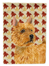 Load image into Gallery viewer, Norwich Terrier Fall Leaves Portrait Garden Flag – Decorative Outdoor Yard Flag