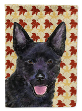 Load image into Gallery viewer, Australian Kelpie Fall Leaves Portrait Garden Flag – Decorative Outdoor Yard Flag