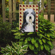Load image into Gallery viewer, Bearded Collie Fall Leaves Portrait Garden Flag – Decorative Outdoor Yard Flag