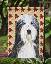 Load image into Gallery viewer, Bearded Collie Fall Leaves Portrait Garden Flag – Decorative Outdoor Yard Flag