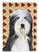 Load image into Gallery viewer, Bearded Collie Fall Leaves Portrait Garden Flag – Decorative Outdoor Yard Flag