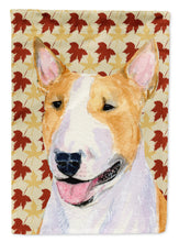 Load image into Gallery viewer, Bull Terrier Fall Leaves Portrait Flag Canvas House Size