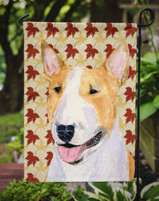 Load image into Gallery viewer, Bull Terrier Fall Leaves Portrait Garden Flag – Decorative Outdoor Yard Flag
