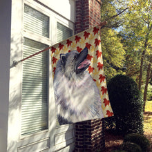 Load image into Gallery viewer, Keeshond Fall Leaves Portrait Flag Canvas House Size