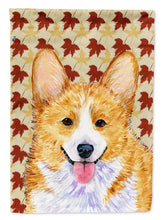 Load image into Gallery viewer, Corgi Fall Leaves Portrait Flag Canvas House Size