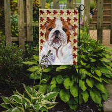 Load image into Gallery viewer, Bulldog English Fall Leaves Portrait Garden Flag – Decorative Outdoor Yard Flag