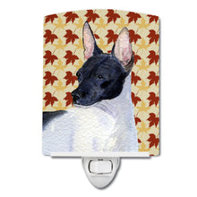 Load image into Gallery viewer, Rat Terrier Fall Leaves Portrait Ceramic Night Light SS4376CNL