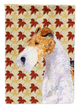 Load image into Gallery viewer, Fox Terrier Fall Leaves Portrait Flag Canvas House Size