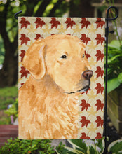 Load image into Gallery viewer, Golden Retriever Fall Leaves Portrait Garden Flag – Decorative Outdoor Yard Flag