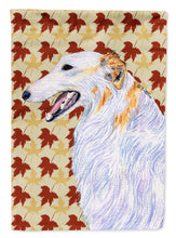 Load image into Gallery viewer, Borzoi Fall Leaves Portrait Flag Canvas House Size