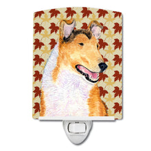 Load image into Gallery viewer, Collie Smooth Fall Leaves Portrait Ceramic Night Light SS4386CNL