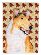 Load image into Gallery viewer, Collie Smooth Fall Leaves Portrait Garden Flag – Decorative Outdoor Yard Flag